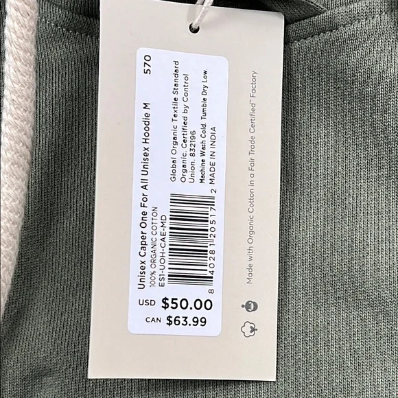 NEW PACT M‎ 100% Organic Cotton Unisex One For All Pullover Caper Hoodie - Picture 4 of 12